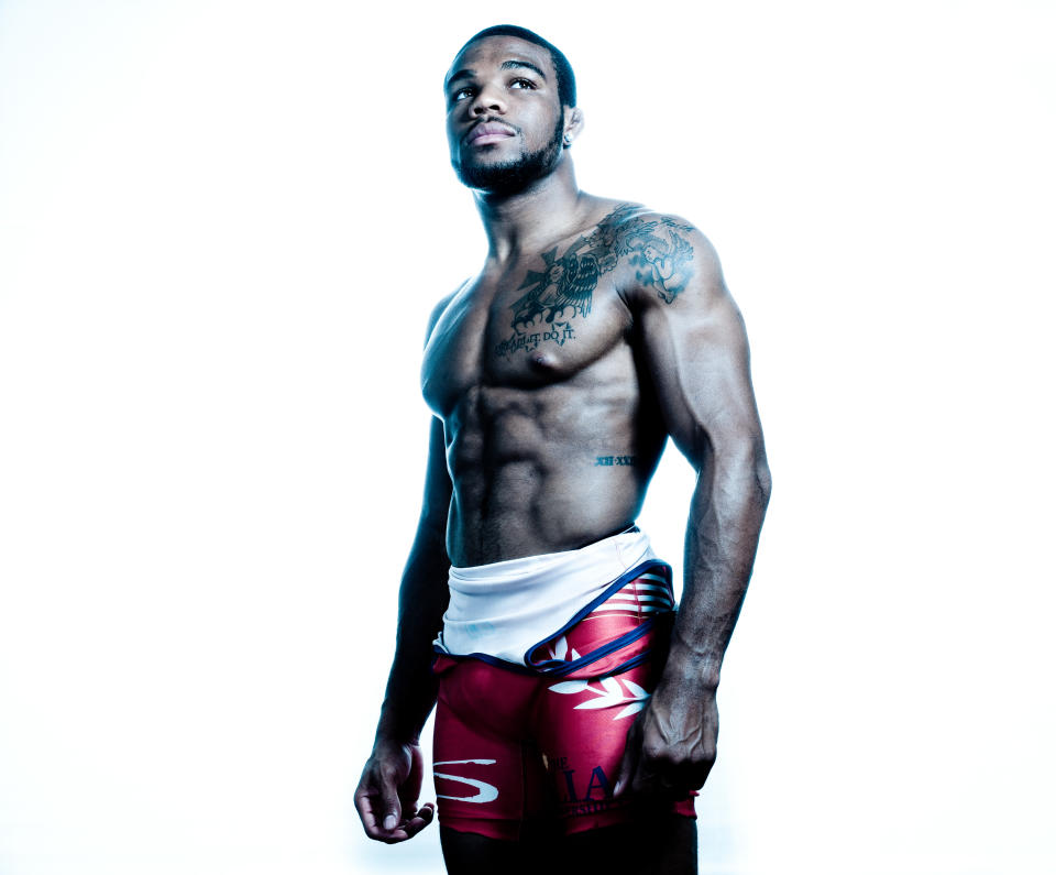 Freestyle wrestler, Jordan Burroughs, poses for a portrait during the 2012 Team USA Media Summit on May 15, 2012 in Dallas, Texas. (Photo by Nick Laham/Getty Images)