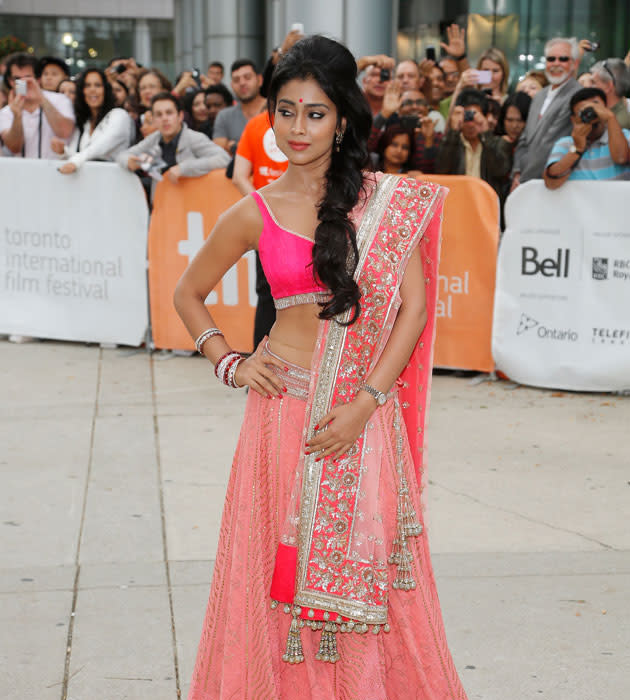 Shriya Saran strikes a pose for shutterbugs.