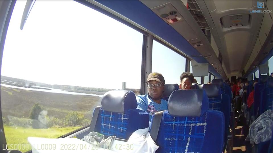 Body camera footage shows the Delaware State University women's lacrosse on a bus stopped by Liberty County, Ga., deputies on April 20, 2022.