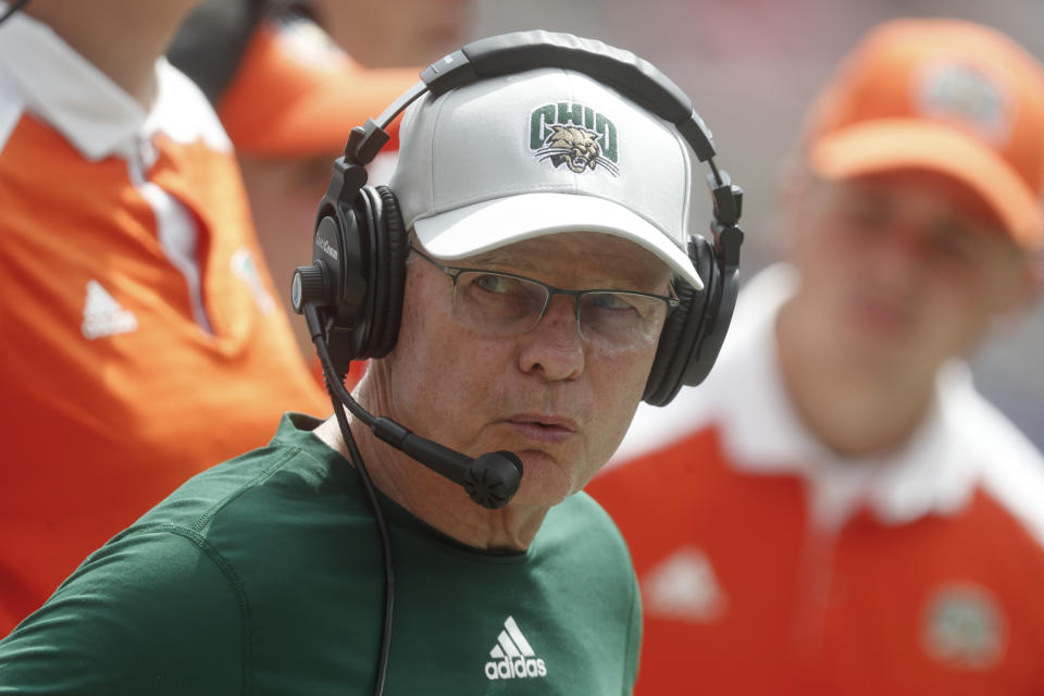 75-year-old Frank Solich is in his 15th season at Ohio. (AP Photo/Keith Srakocic)