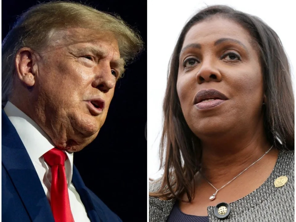 Donald Trump, left. Letitia James, right.