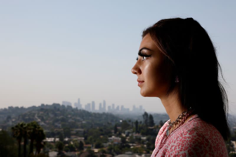 Aliyah Kent (@aliyahm411) poses for a portrait at the TIKTOK house "Kids Next Door" in the Hollywood hills of Los Angeles