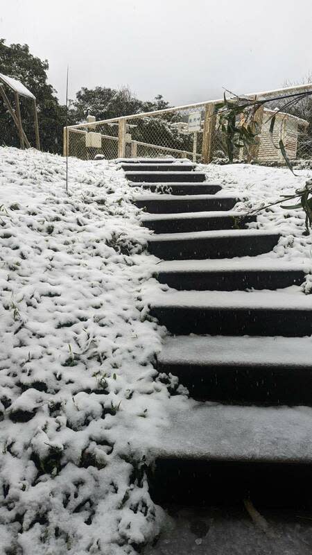 陽明山鞍部氣象站、二子坪、大屯山也出現雪訊。(圖為鞍部氣象站)   圖：中央氣象署／提供