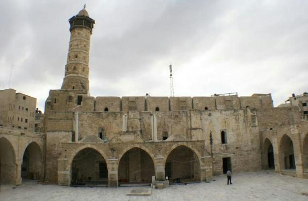 The Omari Mosque of Gaza. <a href="https://upload.wikimedia.org/wikipedia/commons/d/d7/Great_Mosque_of_Gaza_-_Alafrangi.jpg" rel="nofollow noopener" target="_blank" data-ylk="slk:Mohammed Alafrangi, Public domain, via Wikimedia Commons;elm:context_link;itc:0;sec:content-canvas" class="link ">Mohammed Alafrangi, Public domain, via Wikimedia Commons</a>