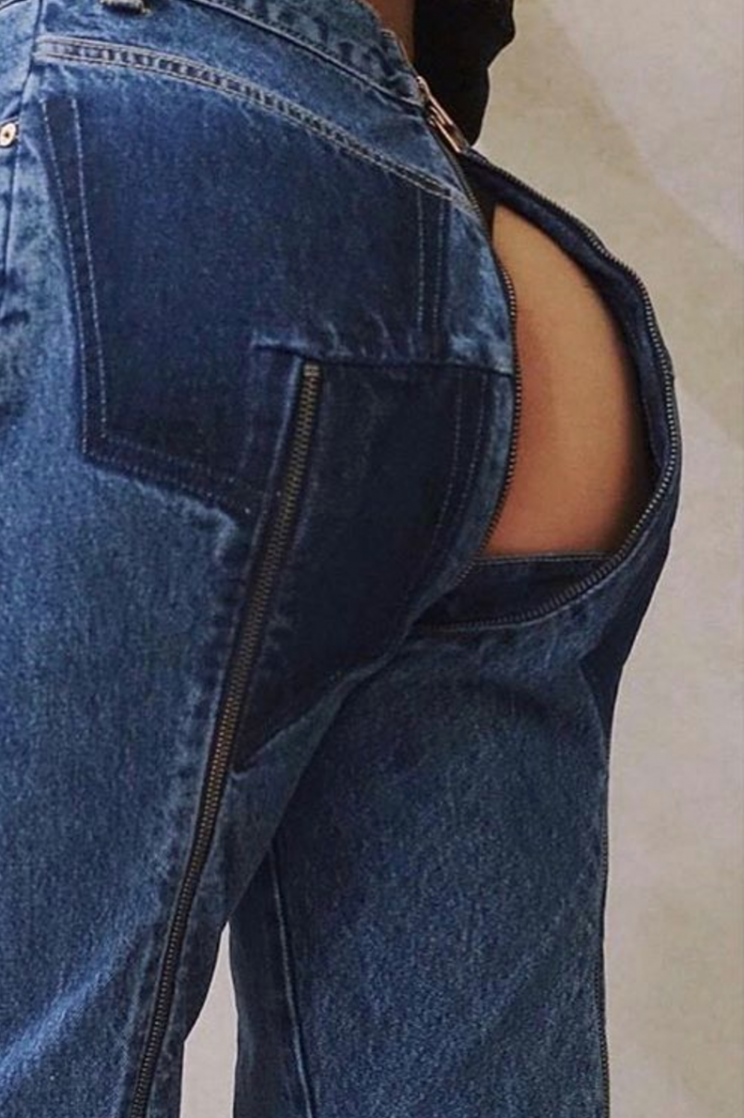 <p>Vetements teamed up with Levi’s for a style no one had ever attempted before. The patchwork jeans feature a zip up your entire leg all the way to the top, meaning you can reveal your favourite underwear if you so wish.<br><i>[Photo: Instagram/vetements_official]</i> </p>