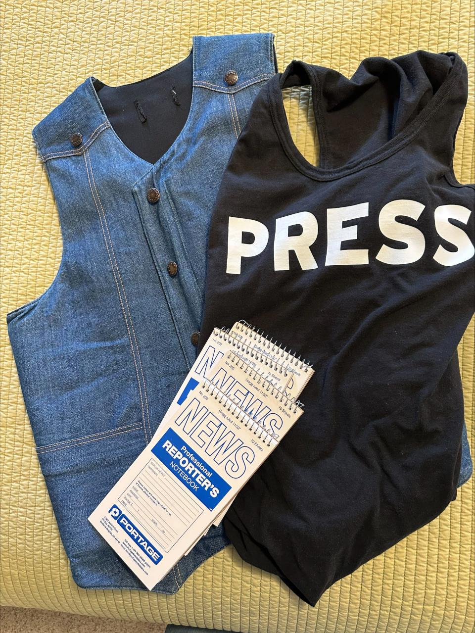 The denim-covered bulletproof vest that Mark Patinkin last wore while covering a war in Beirut decades ago, with an overlay to identify him as a journalist, will offer protection on his current trip to the Middle East to report on the Israel-Hamas war.