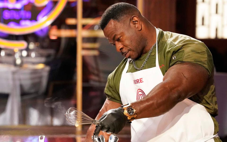 Andre Rush, Sirieix's fitness inspiration, on Masterchef earlier this year