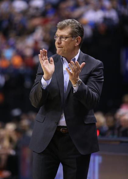 Geno Auriemma and the Huskies are seeking their fourth straight national title. (Getty Images)