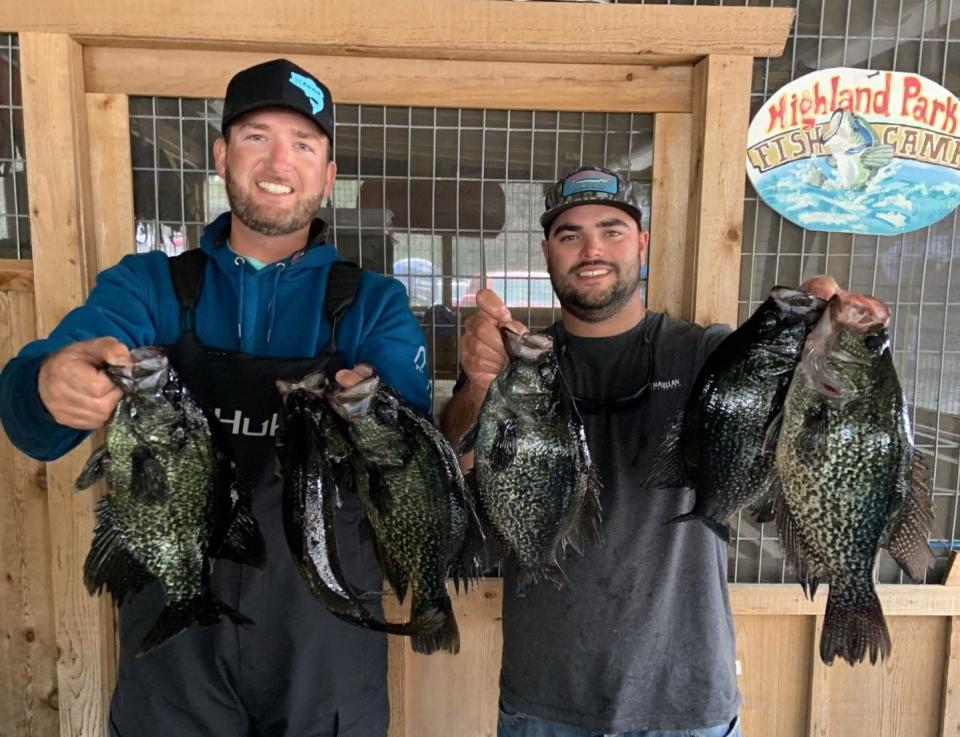 DeLand anglers Nathan Peterson (left) and Doug Cooper took first place in Highland Park's inaugural New Years Eve crappie tournament.