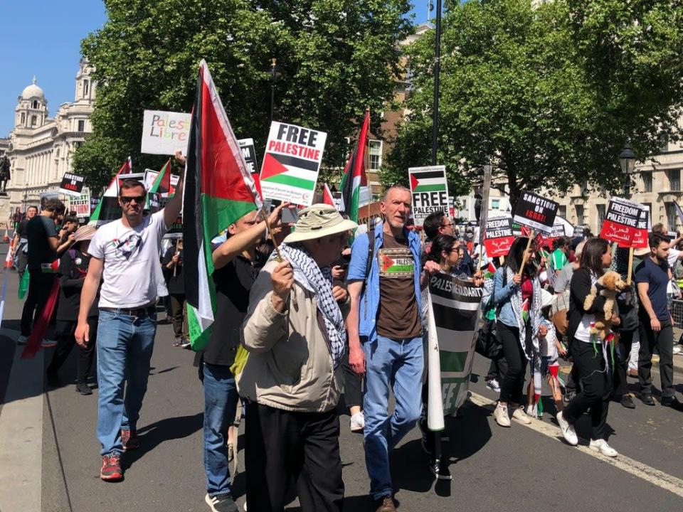 Protesters marched through central London in solidarity with the Palestinian people  (Furvah Shah)
