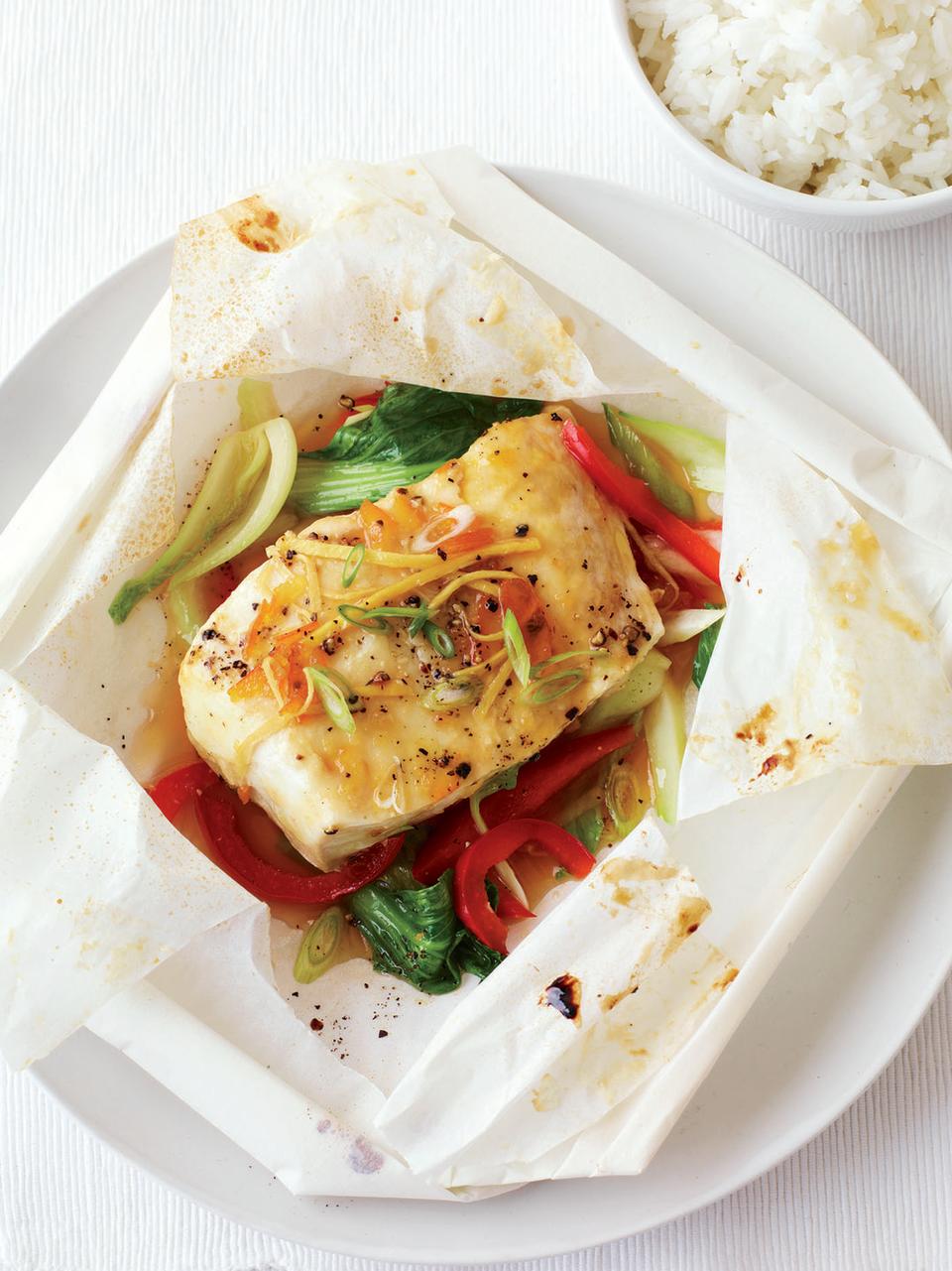 Orange and Ginger Halibut in Parchment