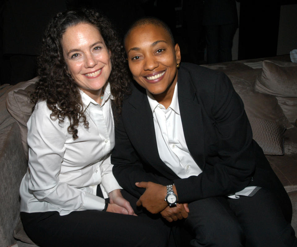 Robyn Crawford (right) and guest during Beyonce Knowles at the North American Debut of the Mercedes-Benz SLR McLaren at the Esquire Apartment 2003 - Inside at Esquire Apartment, Trump World Tower in New York City, New York, United States. (Photo by KMazur/WireImage for Esquire Magazine - USA)