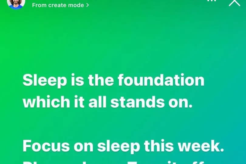 Joe Wicks sleep Instagram advice