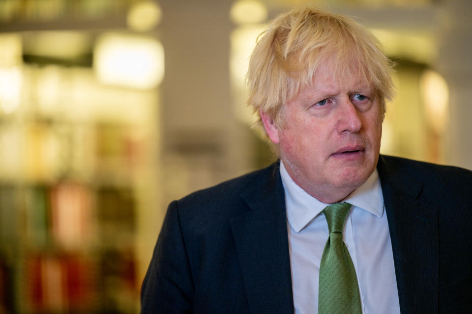 AUSTIN, TEXAS - MAY 23: Former UK Prime Minister Boris Johnson listens during a tour after a meeting with Gov. Greg Abbott at the Texas State Capitol on May 23, 2023 in Austin, Texas. Gov. Abbott met with Johnson to discuss economic development. (Photo by Brandon Bell/Getty Images)