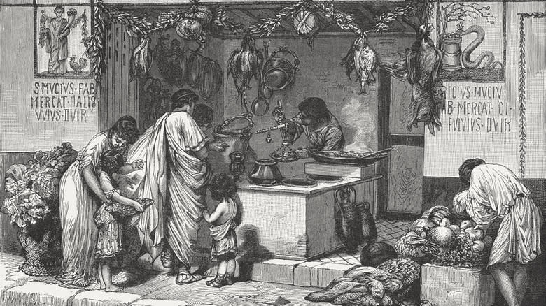 Drawing of Roman cooking