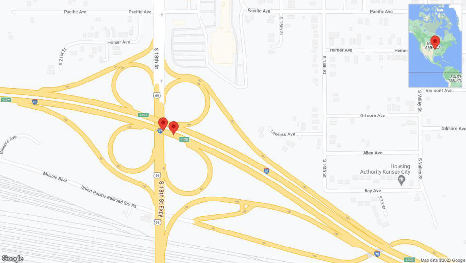 A detailed map that shows the affected road due to 'A crash has been reported on eastbound I-70' on November 22nd at 6:23 p.m.