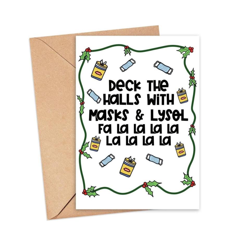 Buy it from <a href="https://www.etsy.com/listing/855873724/funny-christmas-card-2020-social" target="_blank" rel="noopener noreferrer">SaucyAvocado on Etsy</a> for $4.05