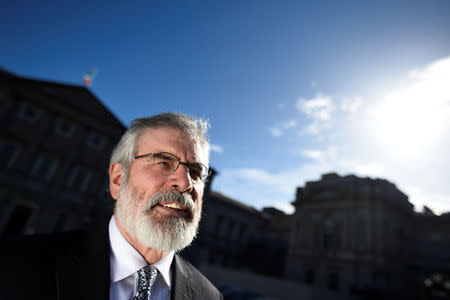 Sinn Fein president Gerry Adams poses for a photograph after an interview with Reuters at Government buildings in Dublin, Ireland March 9, 2017. REUTERS/Clodagh Kilcoyne