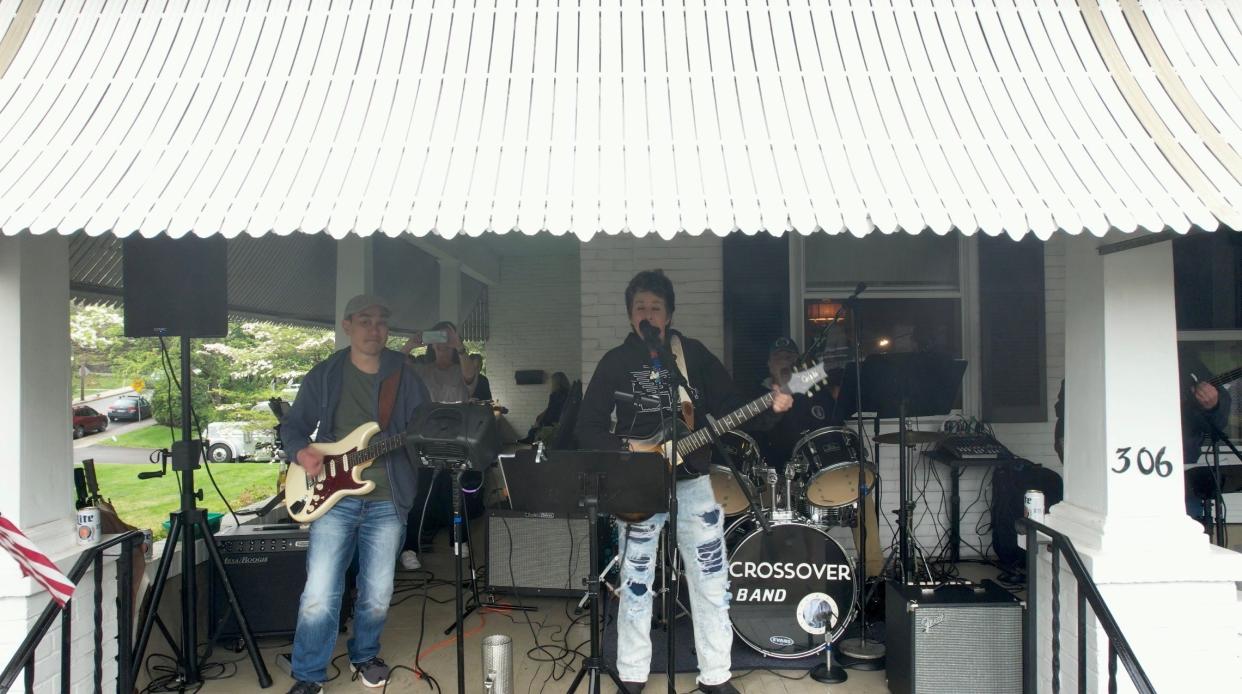 The Crossover Band performs outside a home in Perkasie during last year's PorchFest held Saturday, April 29, 2023.