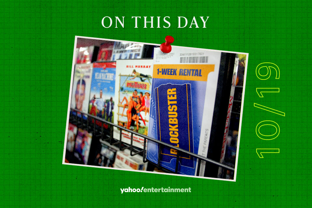 Blockbuster Video rented its first VHS tapes on Oct. 19, 1985. (Photo Illustration: Yahoo News; Photo: Getty Images)