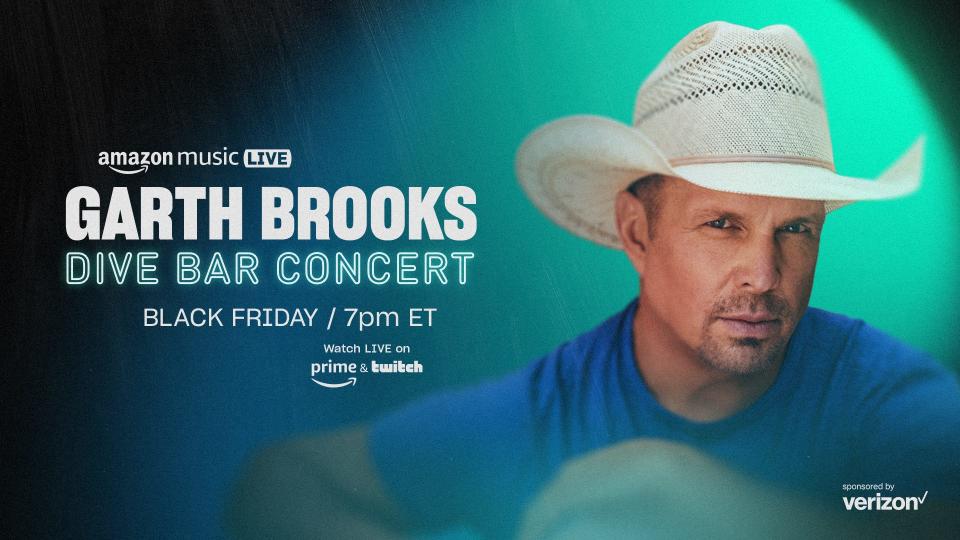 Amazon Music, Garth Brooks' longtime partner for his streaming musical releases, will air the opening of his downtown Nashville "Friends In Low Places" bar and honky-tonk as a Black Friday Amazon Music Live (AML) special.