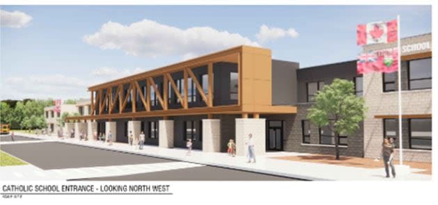 The Waterloo Catholic District Board school at the Wesley Boulevard location  will include 354 new student spaces. Childcare spaces will be available at the jointly used school location.