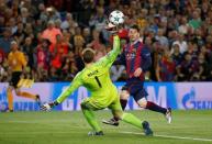 Football - FC Barcelona v Bayern Munich - UEFA Champions League Semi Final First Leg - The Nou Camp, Barcelona, Spain - 6/5/15 Barcelona's Lionel Messi scores their second goal Reuters / Paul Hanna