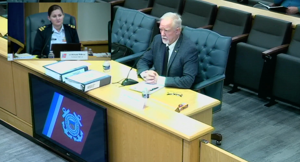 William Kohnen testifies before the Coast Guard Marine Board of Investigation (US Coast Guard)