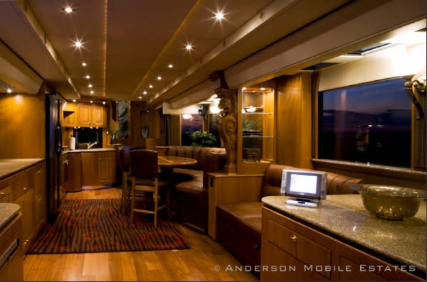 Check out the interior of Ashton's mansion on wheels (Anderson Mobile Estates)