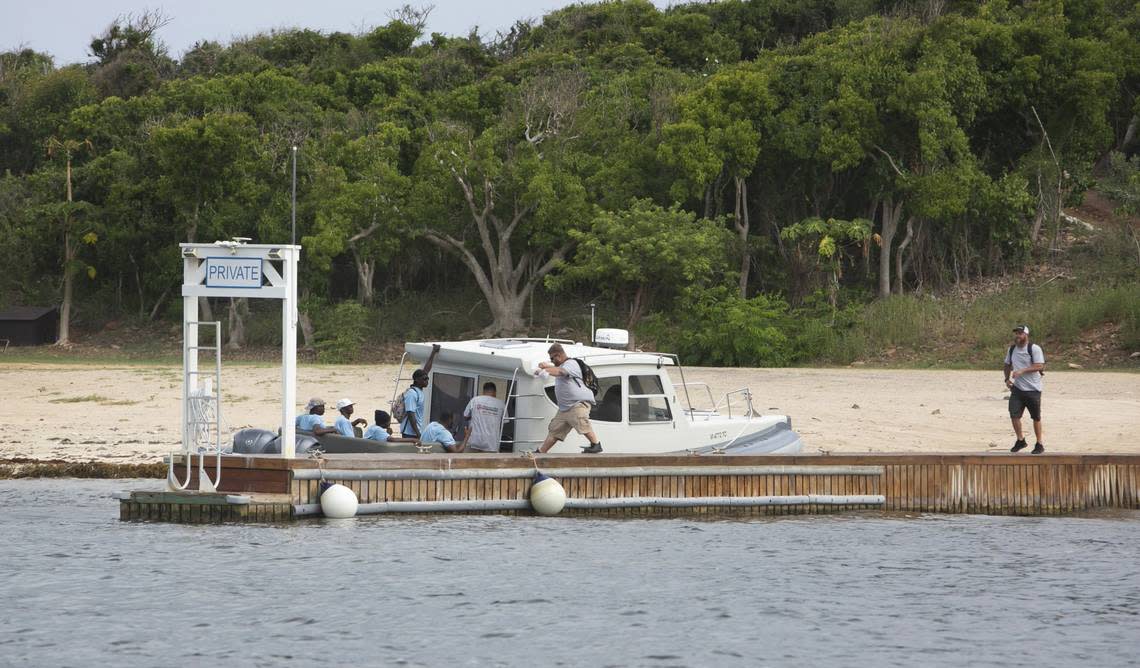 On July 25, 2019, while Epstein was under arrest in a Manhattan jail cell, workers could be seen leaving Great St. James boarding a boat that would take them back to the mainland.