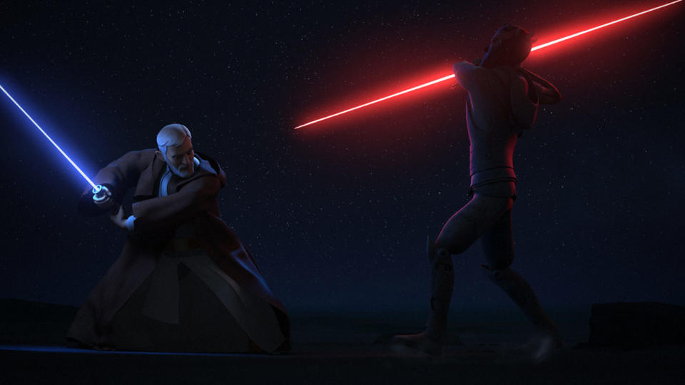 Obi-Wan faces off against Darth Maul in Rebels (credit: Disney)