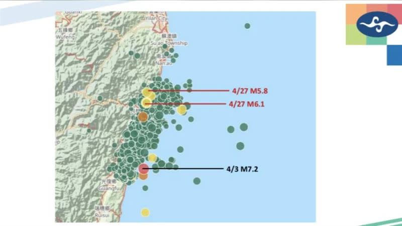 今天凌晨花蓮餘震不斷，最大的地震規模達6.1和5.8。（圖／翻攝中央氣象署網站）