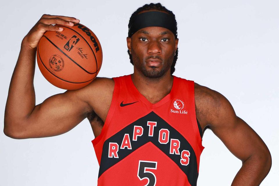 <p>Vaughn Ridley/NBAE via Getty</p> Precious Achiuwa of the Toronto Raptors