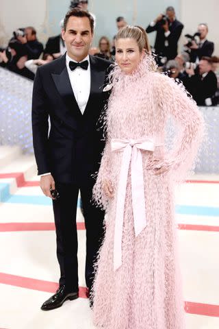 John Shearer/WireImage Roger Federer and his wife Mirka Federer attend the 2023 Met Gala