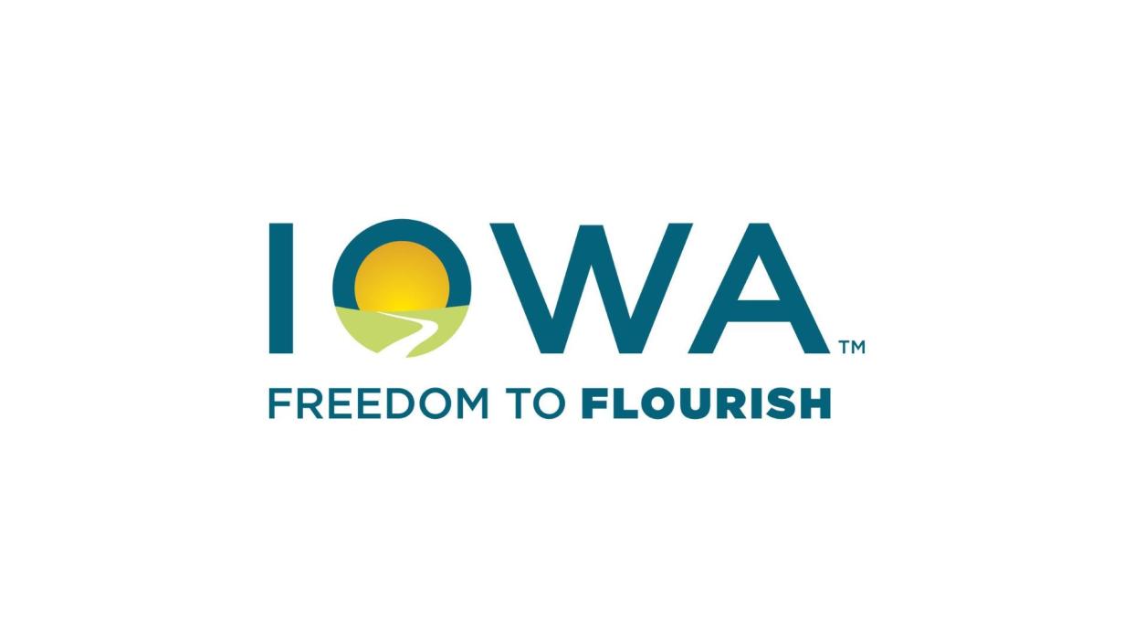 Gov. Kim Reynolds announced Tuesday, July 18, 2023 that Iowa would roll out a new state logo tagline to appear on state websites and interstate highway welcome signs.