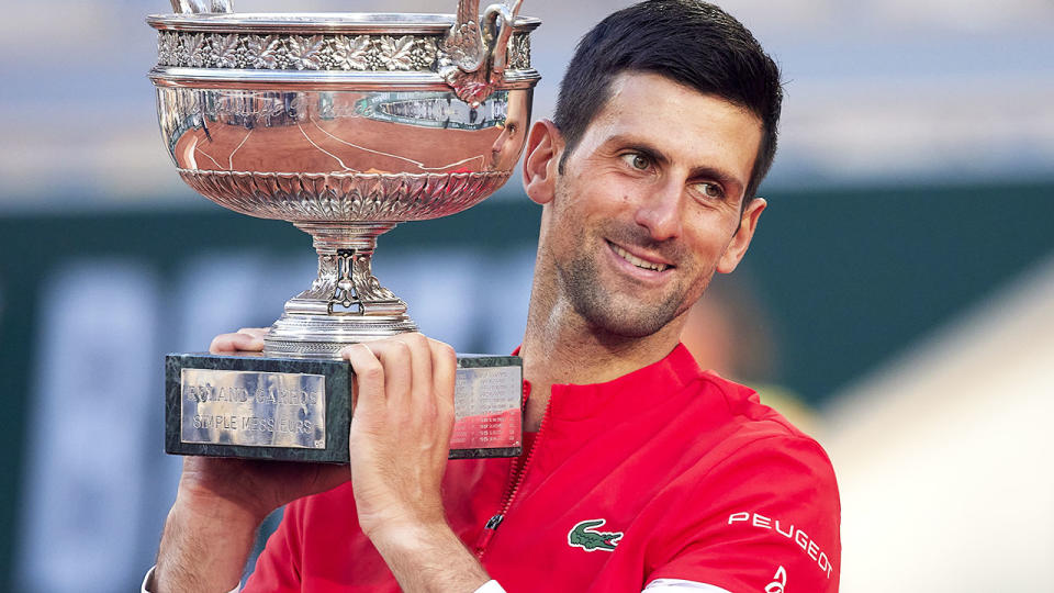 Novak Djokovic, pictured here celebrating after winning the French Open.