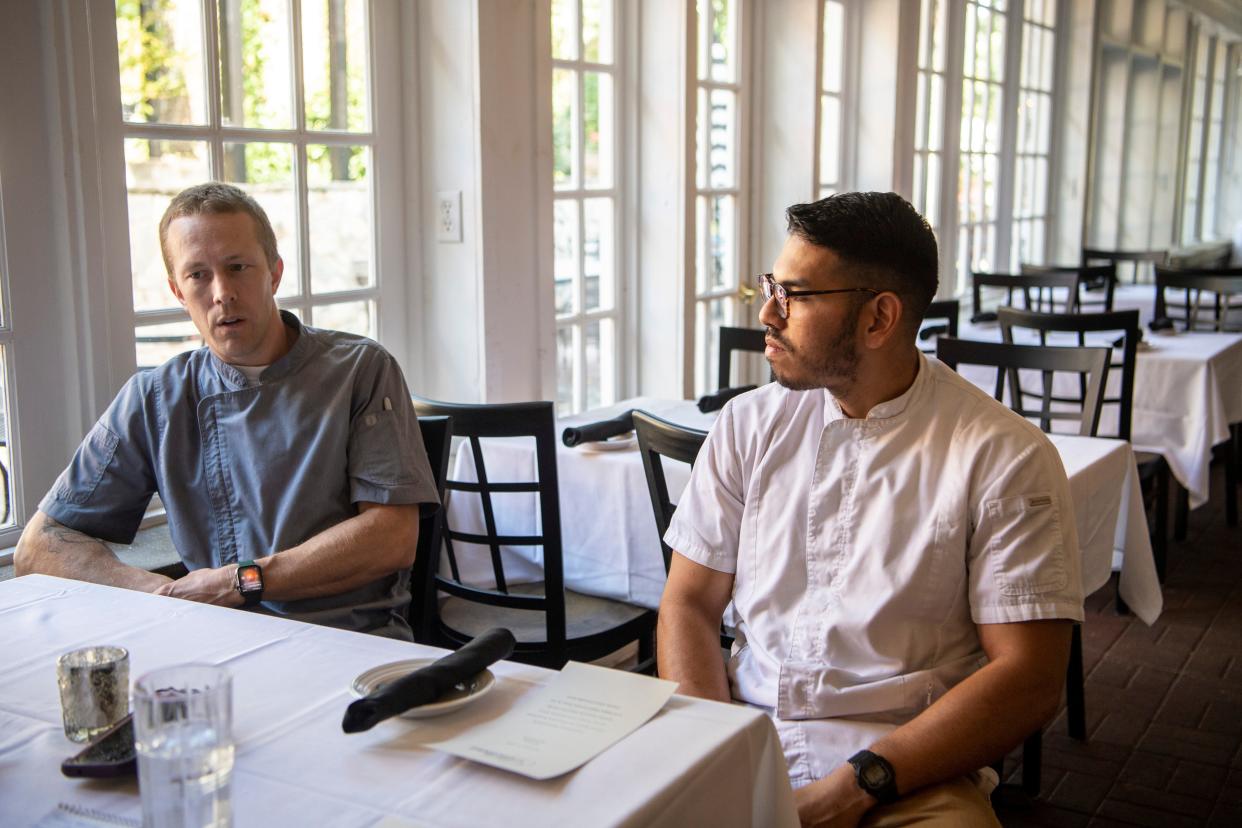 Milton's executive chef Edwin Bloodworth and sous chef Bryann Sandoval discuss the new tapas menu at the Black Mountain restaurant September 1, 2022.