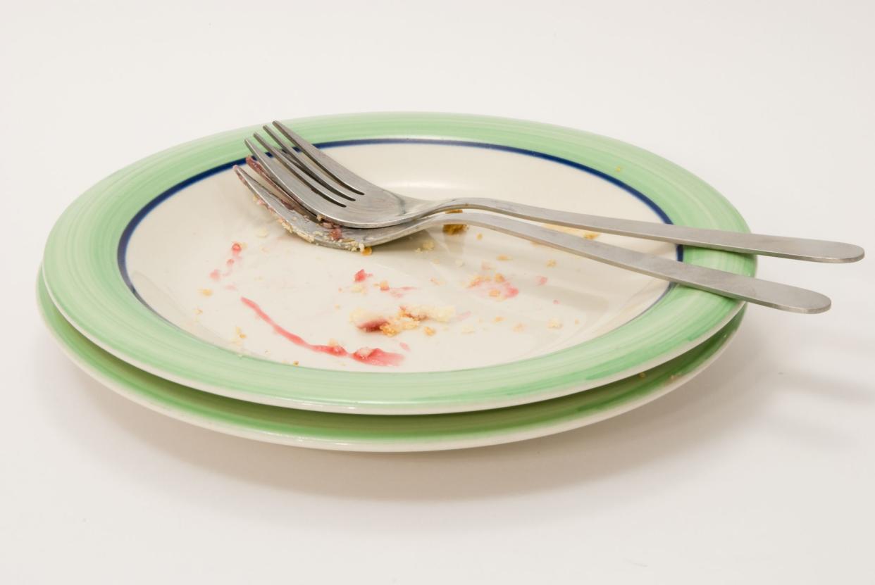 empty plates with remnants of pie