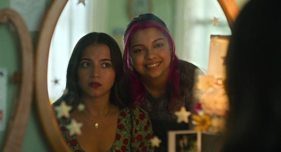 Aza (Isabela Merced, left) wrestles with her mental health and a changing relationship with best friend Daisy (Cree) in the young adult drama "Turtles All the Way Down."