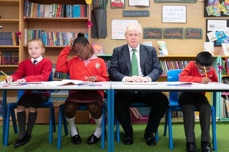 Prime Minister Boris Johnson during a visit to St Mary Cray Primary Academy, in Orpington (Stefan Rousseau/PA) (PA Wire)