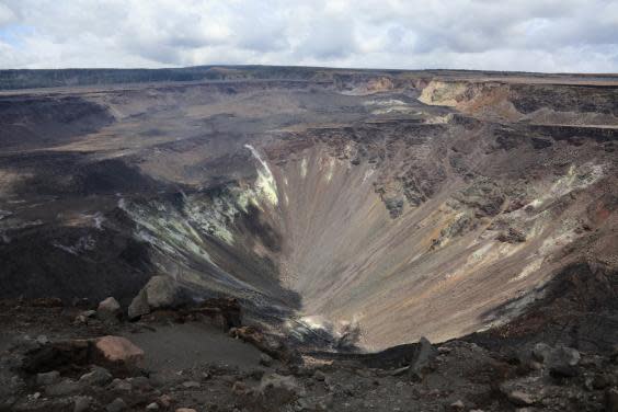 The Halema’uma’u summit crater after the magma drained away (C Parcheta/US Geological Survey)