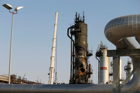 View of the damaged site of Saudi Aramco oil facility in Abqaiq