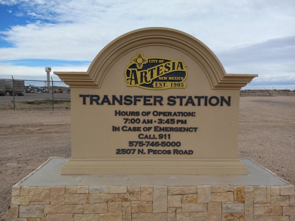 A sign greets Artesia residents dropping off trash at the City of Artesia Transfer Station. Refuse from northern Eddy County is trucked to the Sandpoint Landfill near Carlsbad.