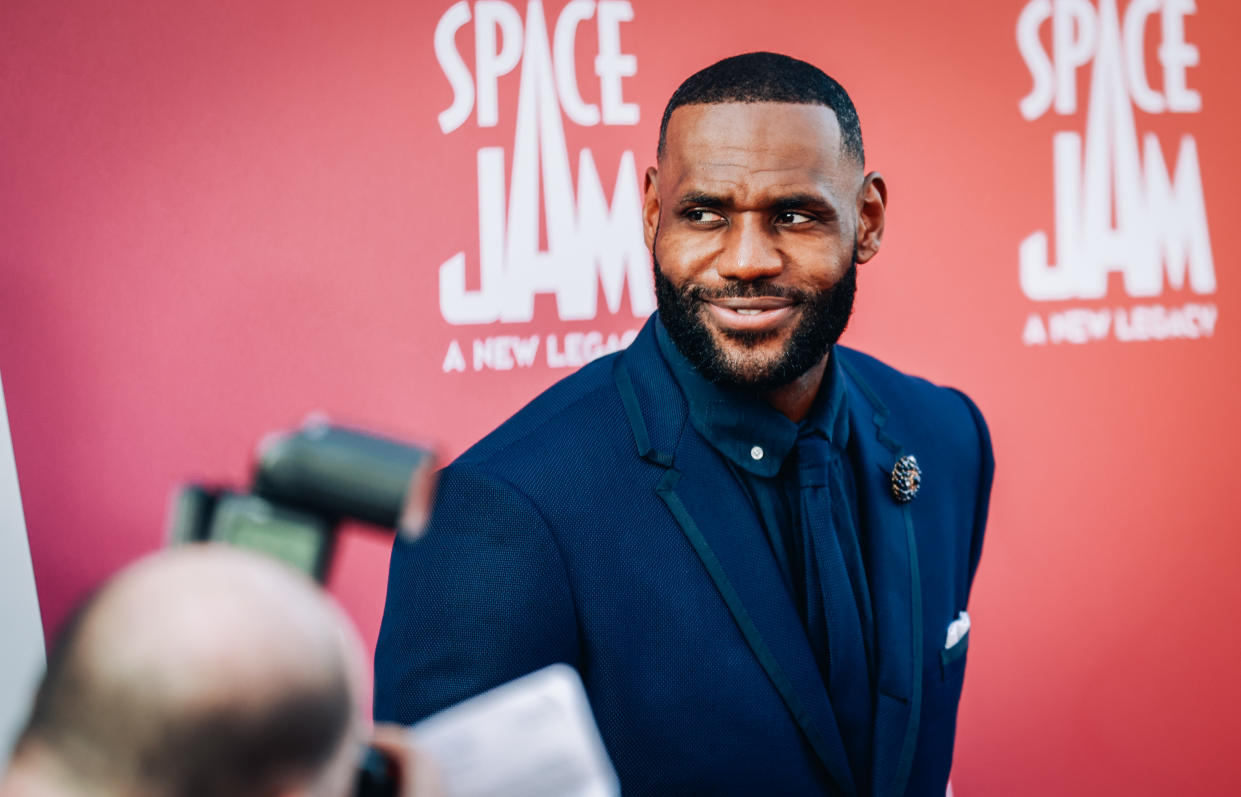 LOS ANGELES, CALIFORNIA - JULY 12:  LeBron James attends the premiere of Warner Bros 