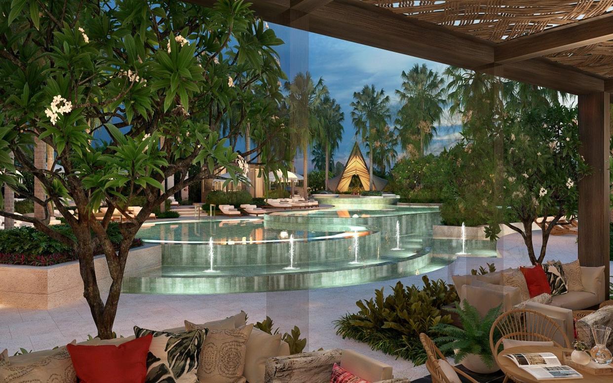 The hotel features two swimming pools, 11 restaurants and 229 accommodations