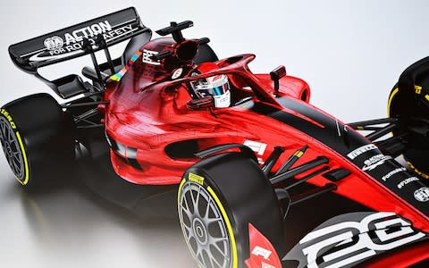 Mockup images of the 2021 regulation cars - Credit: Getty Images