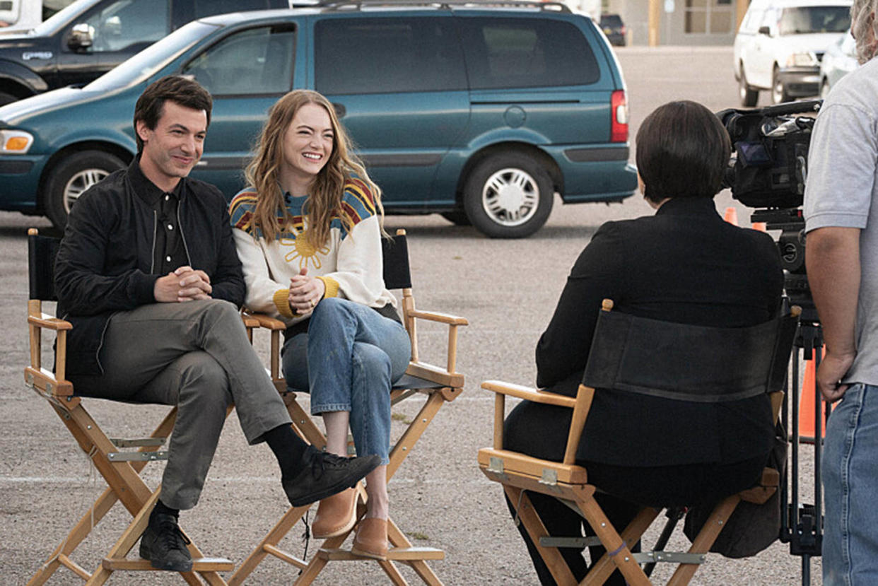 Nathan Fielder as Asher and Emma Stone as Whitney (Richard Foreman / A24 / Paramount+ )