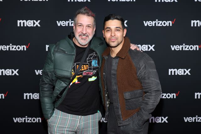 <p>Mike Coppola/Getty</p> Joey Fatone and Wilmer Valderrama