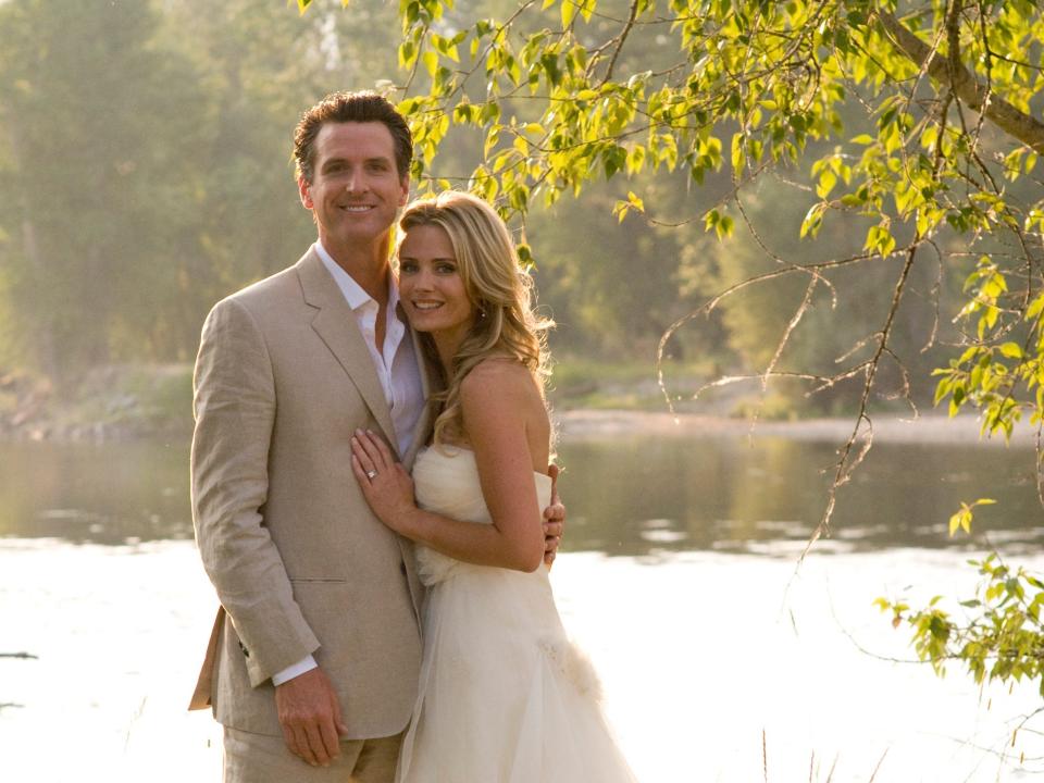 Gavin Newsom and Jennifer Seibel on their wedding day