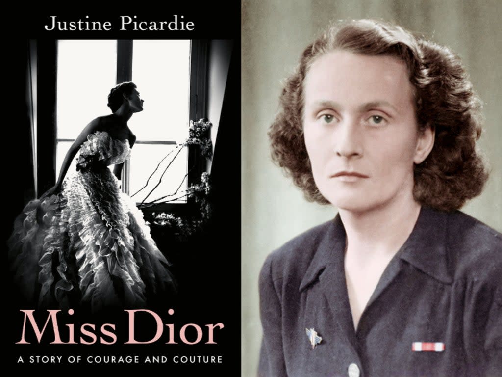 Justine Picardie is the author of ‘Miss Dior: A Story of Courage and Couture’ (left) about Catherine Dior (right) (Left: Farrar, Straus and Giroux ,Right: Collection Christian Dior Parfums, Paris)